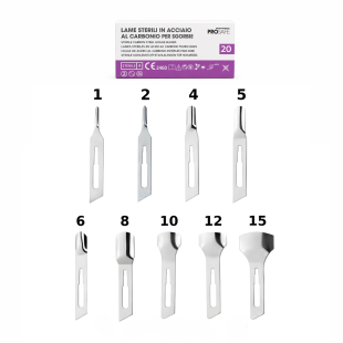 Lame Sgorbia Sterilizzate – Misura 1, 2, 4, 5, 6, 8, 10, 12 e 15